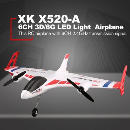 XK X520 6CH 3D/6G RC Airplane Toy VTOL Vertical Takeoff Land Delta Wing RC Dron Fixed Wing Plane with Mode Switch LED Light Gift 2