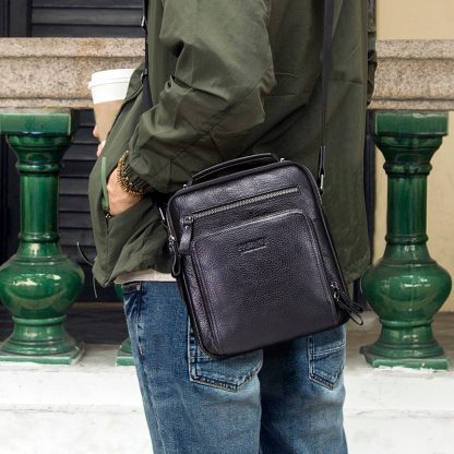 CONTACT'S 100% genuine leather men shoulder bag crossbody bags for men high quality bolsas fashion messenger bag for 9.7 4