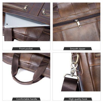 WESTAL Bag men's Genuine Leather briefcase Male man laptop bag natural Leather for men Messenger bags men's briefcases 2019 5