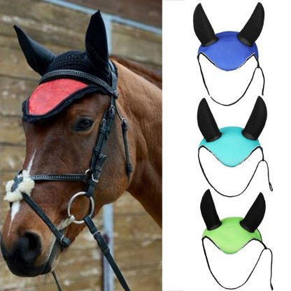 Horse riding breathable mesh horse earmuffs luminous equestrian competition horse equipment flying mask cap ear horse protection 2
