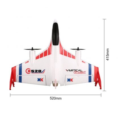 XK X520 6CH 3D/6G RC Airplane Toy VTOL Vertical Takeoff Land Delta Wing RC Dron Fixed Wing Plane with Mode Switch LED Light Gift 5