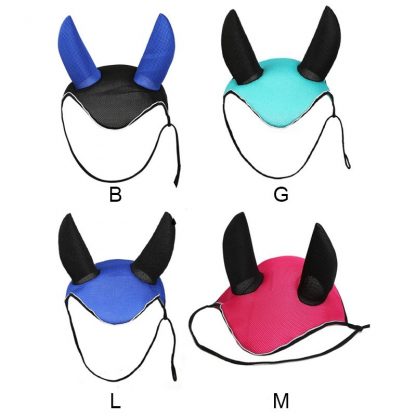 Horse riding breathable mesh horse earmuffs luminous equestrian competition horse equipment flying mask cap ear horse protection 3
