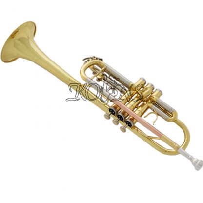 Top New Gold C Key Trumpet with Cupronickel Tuning pipe horn With Case 1