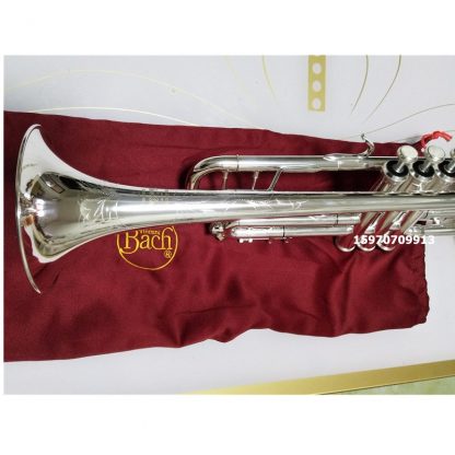 Bach AB-190S Brand Quality Bb Trumpet Brass Tube Silver Plated Professional Musical Instruments With Case Mouthpiece Accessories 5
