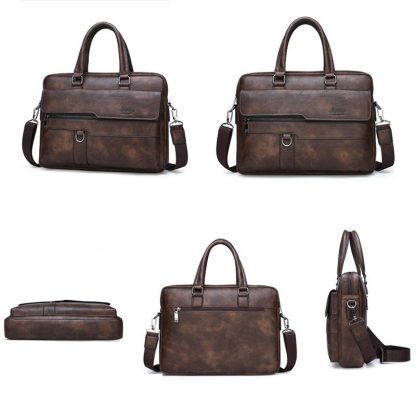 JEEP BULUO Men Briefcase Bag High Quality Business Famous Brand Leather Shoulder Messenger Bags Office Handbag 14 inch Laptop 3