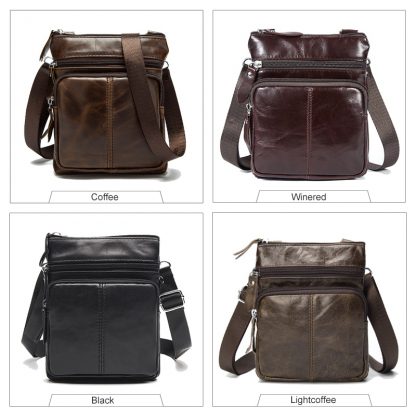 WESTAL Messenger Bag Men's Shoulder Genuine Leather bags Flap Small male man Crossbody bags for men natural Leather bag M701 2