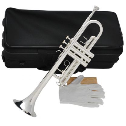 Top New Silver Plated  C Key Trumpet with Cupronickel Tuning pipe horn With Case 5