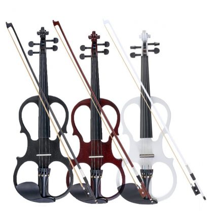 4/4 Bilateral Electric Violin Fiddle Stringed Instrument Basswood with Fittings Cable Headphone Case for Music Lovers Beginners 1