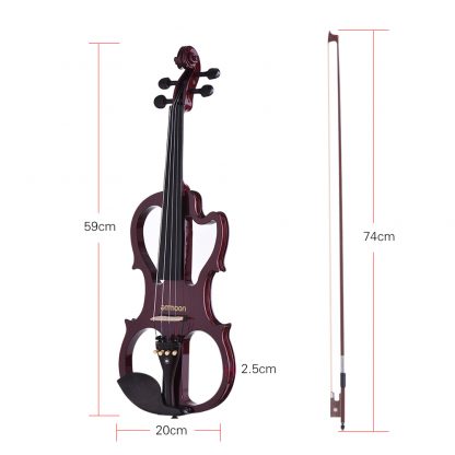 Hot sale ammoon VE-201 Full Size 4/4 Solid Wood Silent Electric Violin Fiddle Maple Body Ebony Fingerboard Pegs Chin Rest 1
