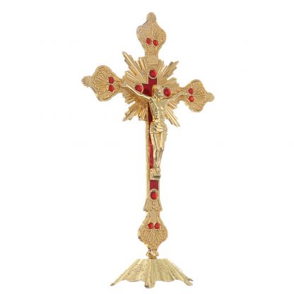 Church Relics Figurines Crucifix Jesus Christ On The Stand Wall Cross Antique Religious Altar Home Chapel Decoration 4 Colors 3