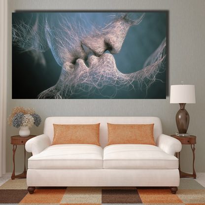 QKART Wall Pictures For Living Room Lover Kiss Oil Painting On Canvas Wall Art  Posters and Prints 1