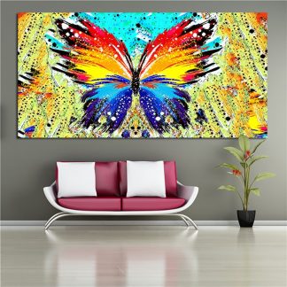 RELIABLI ART Big size Abstract Butterfly Animal Paintings Wall Art Canvas Painting For Girls Room,Living Room Cuadros Pictures
