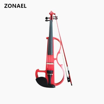 ZONAEL Full Size 4/4 Solid Wood Silent Electric Violin Fiddle Maple Body Ebony Fingerboard Pegs Chin Rest Tailpiece 4