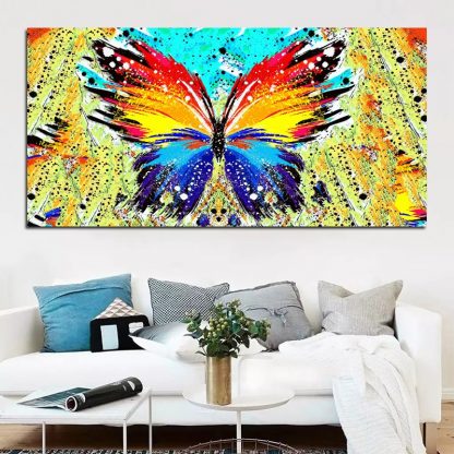 RELIABLI ART Big size Abstract Butterfly Animal Paintings Wall Art Canvas Painting For Girls Room,Living Room Cuadros Pictures 3
