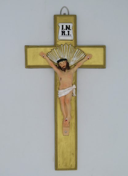 Catholic Resin Jesus Christ on INRI Cross Wall Crucifix Home Chapel Decoration 10.5 Inches Antique Finish 3