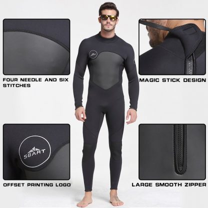 Sbart New One-Piece Neoprene 3mm Diving Suit Winter Long Sleeve Men Wetsuit Prevent Jellyfish Snorkeling Suit Free Shipping S753 5