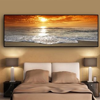 Sunsets Natural Sea Beach Landscape Posters and Prints Canvas Painting Panorama Scandinavian Wall Art Picture for Living  Room