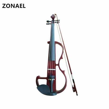 ZONAEL Full Size 4/4 Solid Wood Silent Electric Violin Fiddle Maple Body Ebony Fingerboard Pegs Chin Rest Tailpiece 3