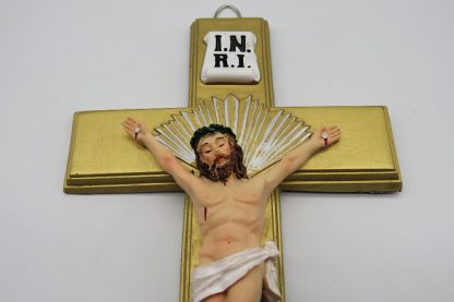 Catholic Resin Jesus Christ on INRI Cross Wall Crucifix Home Chapel Decoration 10.5 Inches Antique Finish 2