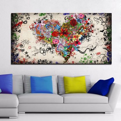 Hearts Flowers Painting Wall Art Canvas Painting For Living Room Modern Decorative Pictures Abstract Art Cuadros Decoration 1