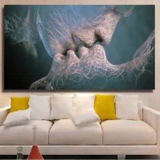 QKART Wall Pictures For Living Room Lover Kiss Oil Painting On Canvas Wall Art  Posters and Prints