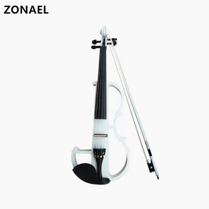 ZONAEL Full Size 4/4 Solid Wood Silent Electric Violin Fiddle Maple Body Ebony Fingerboard Pegs Chin Rest Tailpiece 5
