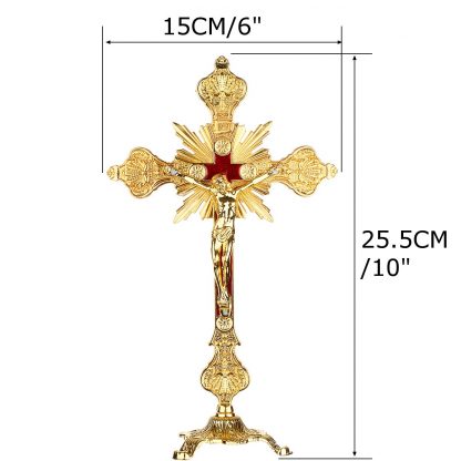 Golde Church Relics Figurines Crucifix Jesus Christ On The Stand Cross Wall Crucifix Antique Home Chapel Decoration Wall Crosses 1
