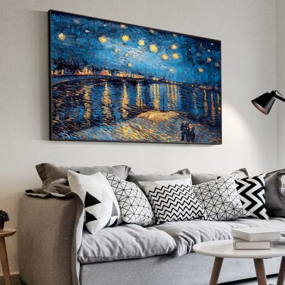 Van Gogh Starry Night Canvas Paintings Replica On The Wall Impressionist Starry Night Canvas Pictures For Living Room Cuadros 2