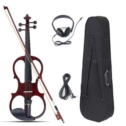 4/4 Electric Acoustic Violin Basswood Fiddle with Violin Case Cover Bow  for Musical Stringed Instrument Lovers Beginners 1