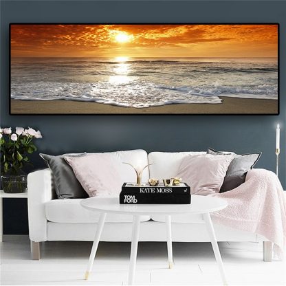 Sunsets Natural Sea Beach Landscape Posters and Prints Canvas Painting Panorama Scandinavian Wall Art Picture for Living  Room  2