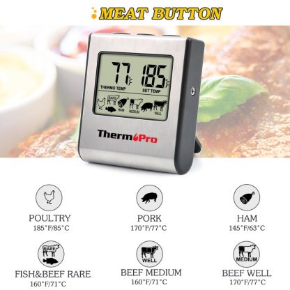 ThermoPro TP-16 Digital Thermometer for Oven Digital Lcd Display Probe Food Thermometer Timer Cooking Kitchen Bbq Meat 1