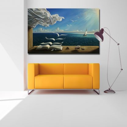 Salvador Dali Canvas Art Print Poster The Waves Book Sailboat Picture Canvas painting Diary of Discovery by Vladimir Kush 4