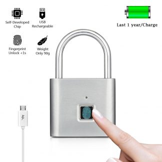 Golden security keyless smart USB rechargeable door fingerprint padlock quick unlock Zinc alloy metal self developing chip