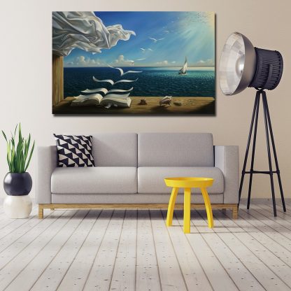 Salvador Dali Canvas Art Print Poster The Waves Book Sailboat Picture Canvas painting Diary of Discovery by Vladimir Kush 5