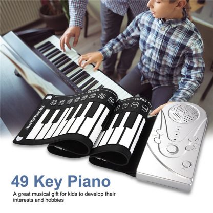 49 Key Portable Flexible Digital Keyboard Piano 10 Rhythms Electronic Roll Up Piano Children Toys Built-in Speaker