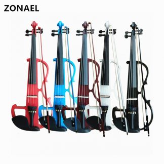 ZONAEL Full Size 4/4 Solid Wood Silent Electric Violin Fiddle Maple Body Ebony Fingerboard Pegs Chin Rest Tailpiece