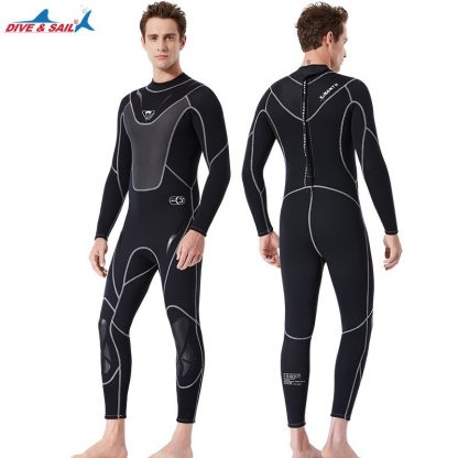 Full-body Men 3mm Neoprene Wetsuit Surfing Swimming Diving Suit Triathlon Wet Suit for Cold Water Scuba Snorkeling Spearfishing 3