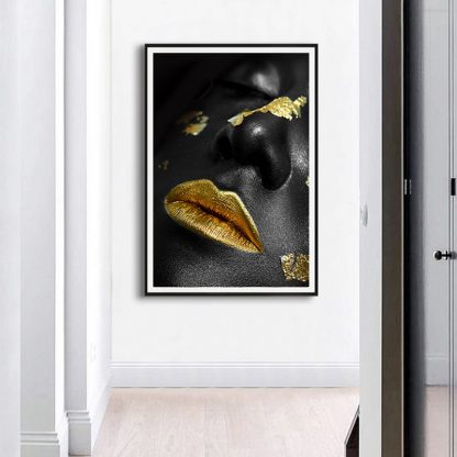 Beautiful Golden Black Lady Golden Canvas Painting Fashion Poster Print For Living Room HD Wall Art Ins Home Cuadros Decoracion 3