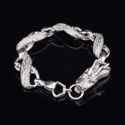 OMHXZJ Wholesale Personality Fashion OL Woman Girl Party Wedding Gift Silver Dragon Chain 925 Sterling Silver Bracelet BR56 1