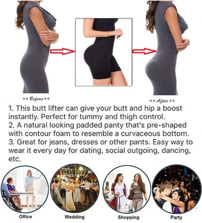 엉뽕 엉덩이 보정속옷 NINGMI Sexy Butt Lifter Women Slimming Shapewear Tummy Control Panties High Waist Trainer Body Shaper Boyshort Tight Power Short 2