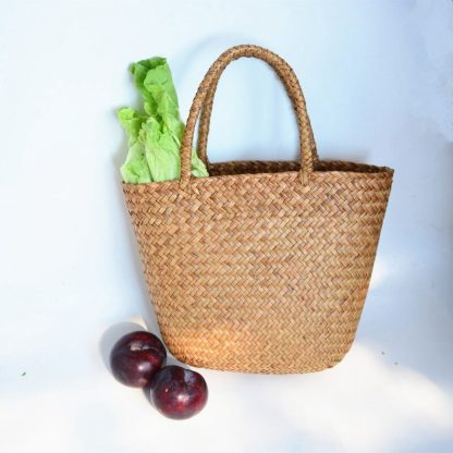 Casual Straw Bag Natural Wicker Tote Bags Women Braided Handbag For Garden Handmade Mini Woven Rattan Bags 1