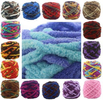 NEW 100G 1 ply Soft milk cotton polyester blended yarn Chunky chenille hand Knitting Crochet baby yarn knit hat scarf slippers  4