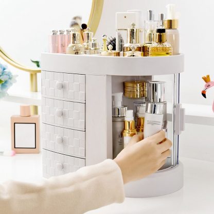 메이크업 화장품 정리함 Dressing Table 4 Drawer Makeup Holder Storage Box Transparent Rotation Window Lipstick Organizer For Cosmetic Brush Jewelry 3