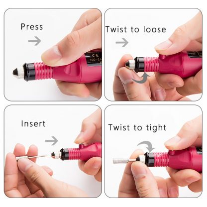 1 Set Professional Electric Nail Kit Nail Tips Manicure Machine Electric Nail Art Pen Pedicure 6 Bits Nails Tools Mill Kit New 4