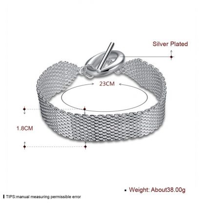Silver 925 Jewlery Mesh Bracelet Chain for Women Fashion Wristband Bracelets & Bangles Wedding Party Gifts Bijoux 8 inch 2