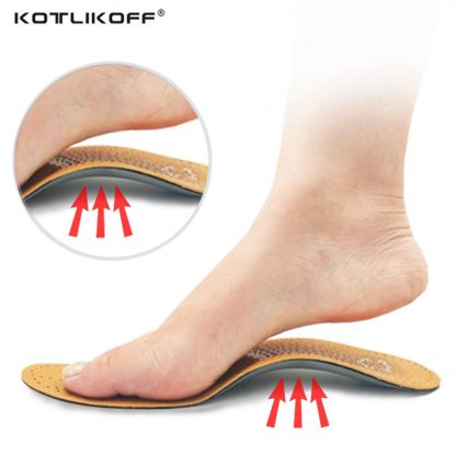 KOTLIKOFF High quality Leather orthotics Insole for Flat Foot Arch Support 25mm orthopedic Silicone Insoles for men and women 1