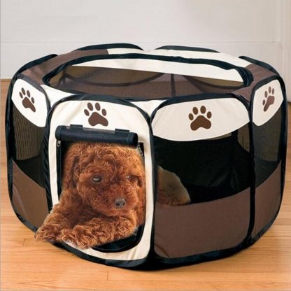 휴대용 강아지 하우스 접이식 텐트형 Portable Folding Pet Tent Dog House Cage Dog Cat Tent Playpen Puppy Kennel Easy Operation Octagonal Fence Outdoor Supplies