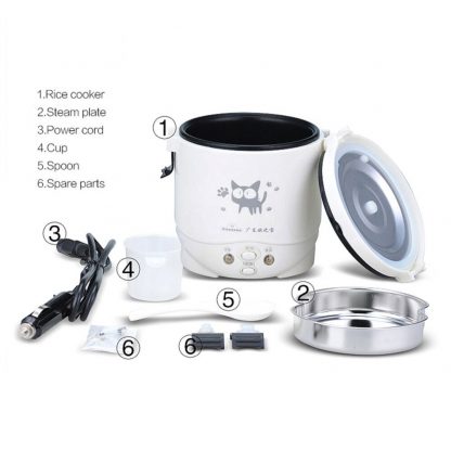 1L rice cooker Electric used in house 24v enough for two persons Mini Auto Cat Pattern For Soup Porridge Steamed Egg dropship 3