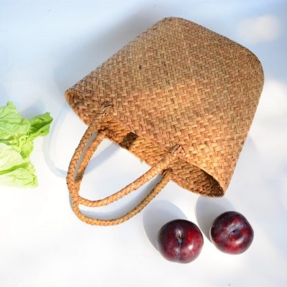 Casual Straw Bag Natural Wicker Tote Bags Women Braided Handbag For Garden Handmade Mini Woven Rattan Bags 5