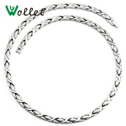 Wollet Jewelry Health Energy Magnetic Pure Titanium Necklace Infrared Germanium  Relieve Fatigue Cervical Spine Necklace
